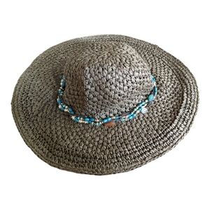 Route 66 Olive Wide Brim Hat with bead accents One Size EUC